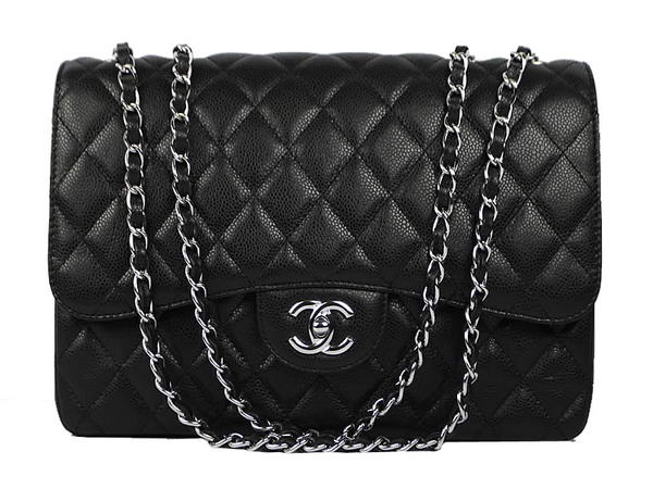 High Quality Knockoff Chanel 2.55 Series Caviar Leather Large Flap Bag A36070 Black